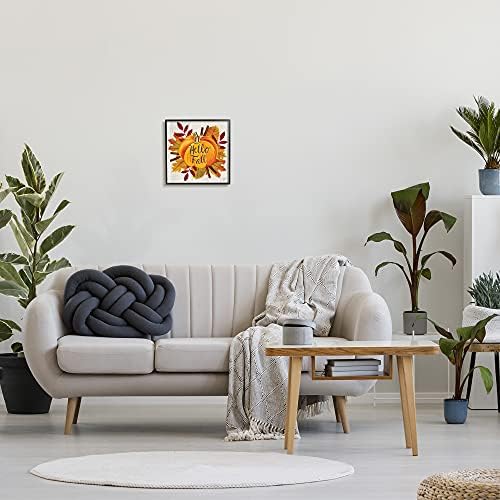 Hello Fall Pumpkin Autumn Tree Leaves, 12 x 12 Inch Framed Giclée Print - Image 2