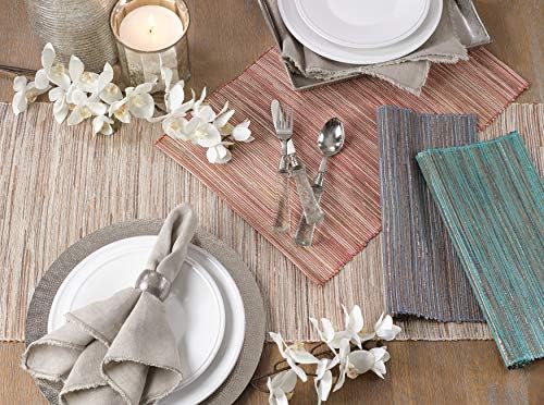 SARO LIFESTYLE Shimmering Woven Nubby Table Runner - Textured Water Hyacinth Table Runner with Sparkling Metallic Threads for Dining Tables, Everyday Entertaining and Home Décor, 14"x90", Turquoise - Image 6
