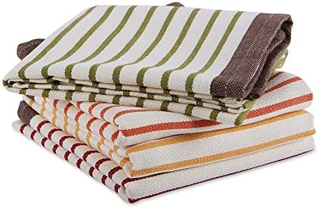 DII Thanksgiving Fall Kitchen Towels Collection Decorative Embellished Dish Towel Set, 18x28, Harvest Stripe, 4 Count - Image 6