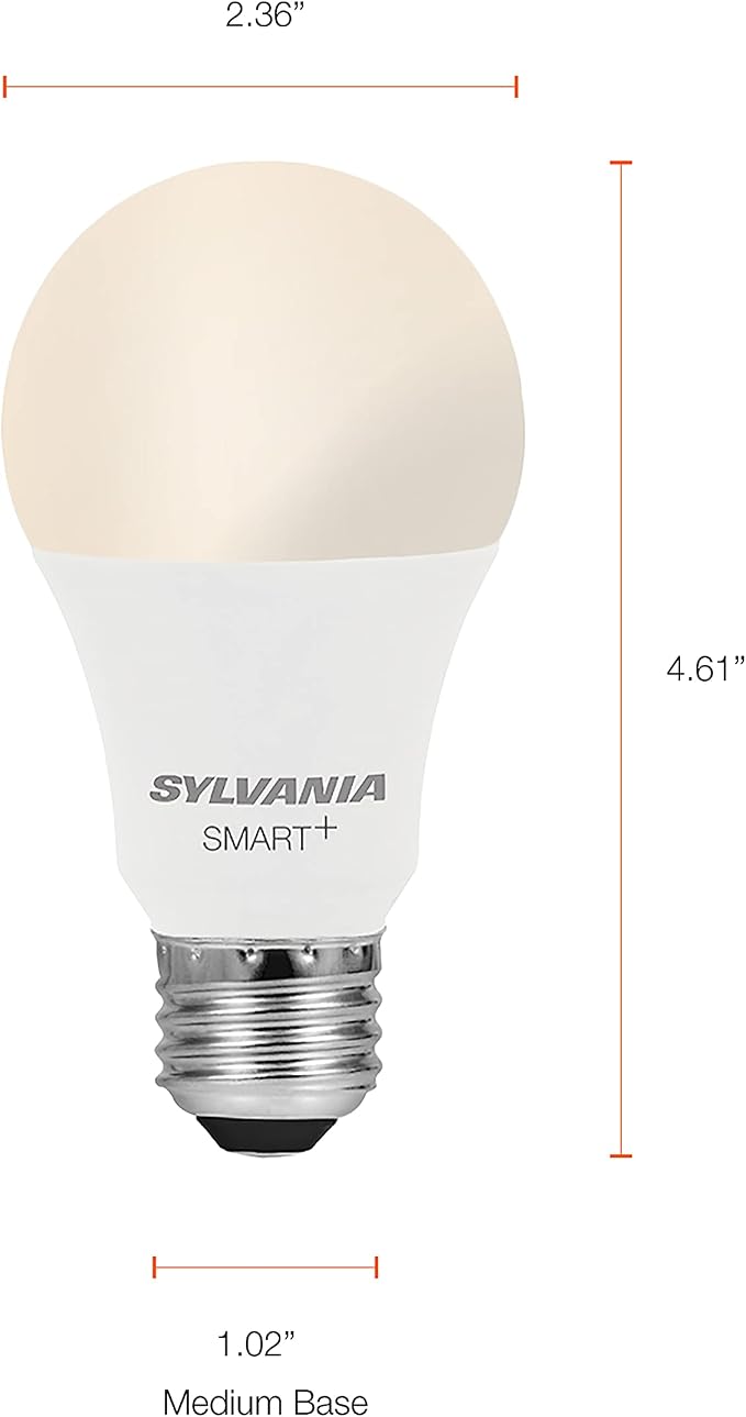 SYLVANIA Wifi LED Smart Light Bulb, A19, 60W, Soft White, Compatible with Alexa and Google Home Only - 4 Pack (75672)