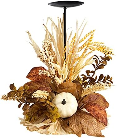 Nearly Natural 12" Fall Harvest Pumpkin & Berries Candelabrum Centerpiece by NearlyNatural
