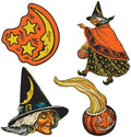 Beistle Vintage Halloween Cutouts, 12 Count, Retro-Inspired Witches and Moons, Classic Wall and Window Decorations for Haunted House and Party Displays, 6.5” - 10.5”