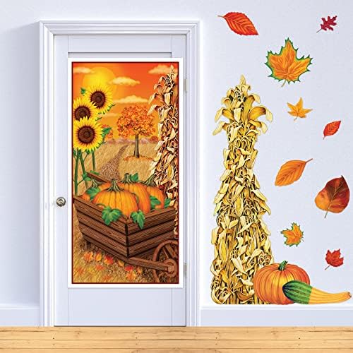 Beistle Decorative Fall Door Covers, 5’ x 30”, 2 Pieces – Plastic for Indoor & Outdoor Use – Easily Display – Harvest Decorations, Pumpkin Front Door Cover, Fall Season Decor - Image 5