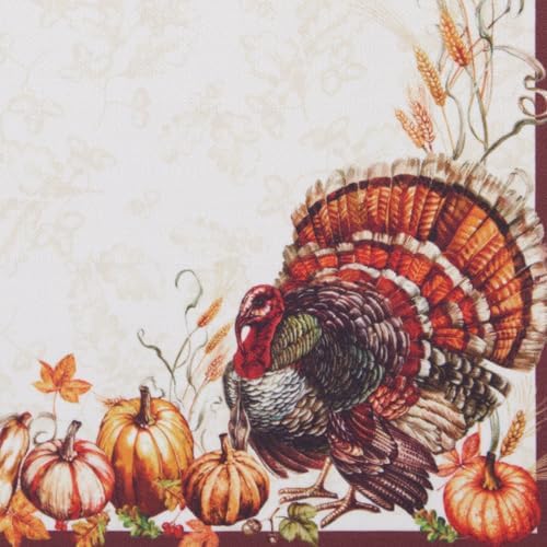 Autumn Heritage Turkey Engineered Napkins, Set of 4, Multicolor - 17" W x 17" L - Image 4
