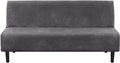 H.VERSAILTEX Real Velvet Futon Cover Armless Sofa Covers Sofa Bed Covers Stretch Futon Couch Cover Sofa Slipcover Furniture Protector Thick Soft Velvet Fabric Form Fitted Stay in Place, Grey