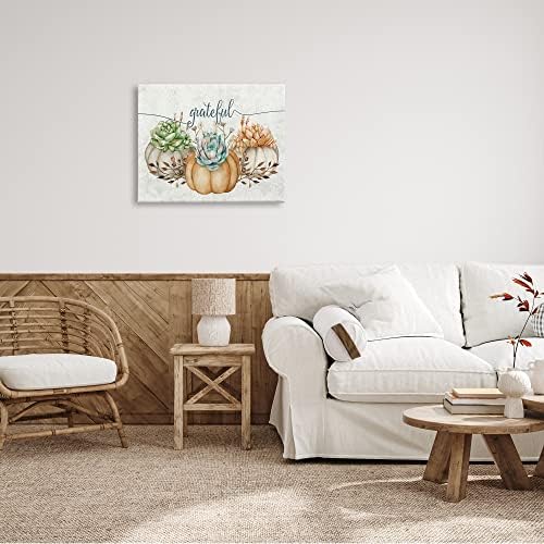 Boho Succulent Pumpkin Autumn, 24 x 30 Inch Canvas Wall Art - Image 3