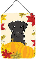 Caroline's Treasures BB2041DS1216 Black Labrador Thanksgiving Wall or Door Hanging Prints Aluminum Metal Sign Kitchen Wall Bar Bathroom Plaque Home Decor Front Door Plaque, 12x16, Multicolor by CarolinesTreasures