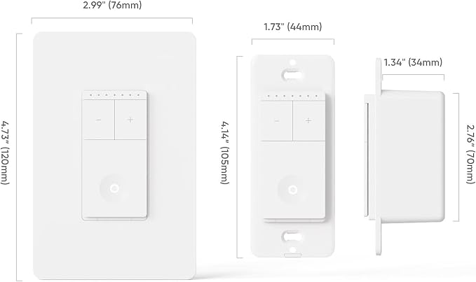 TREATLIFE Smart Dimmer Switch, Neutral Wire Needed, 2.4Ghz Wi-Fi Light Switch, Works with Alexa and Google Assistant, Schedule, Remote Control, FCC Listed, Single Pole (1 Pack)