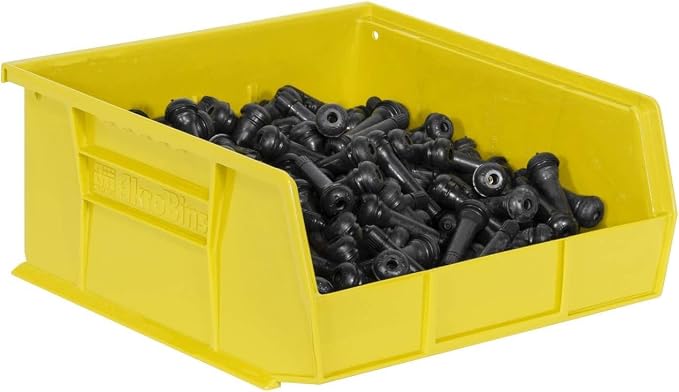 Akro-Mils 30235 AkroBins Plastic Storage Bins, 11"x11"x5", Yellow, 6-Pack | Space-Saving Stackable Bins for Garage, Pantry, Craft Organization
