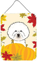 Caroline's Treasures BB2023DS1216 Bichon Frise Thanksgiving Wall or Door Hanging Prints Aluminum Metal Sign Kitchen Wall Bar Bathroom Plaque Home Decor Front Door Plaque, 12x16, Multicolor by CarolinesTreasures
