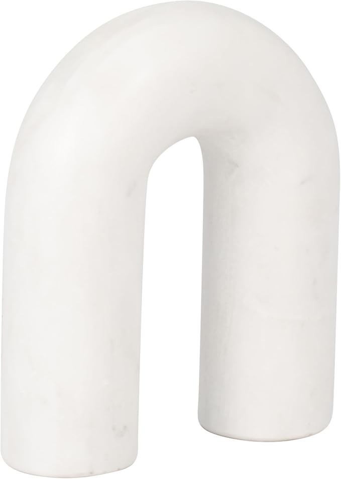 White Marble Arch Decorative Object – Rounded Horseshoe Sculpture Modern Home Decor – Contemporary Shelf & Coffee Table Decor for Office & Living Room – 5" x 6"