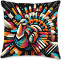 Cool Thanksgiving Turkey Bird in Abstract Art Style Throw Pillow by Unknown