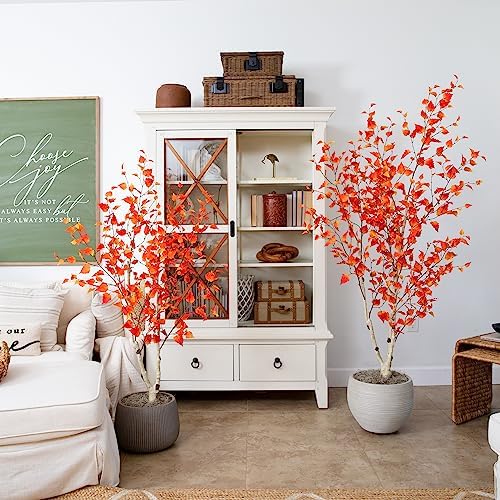 Nearly Natural 6ft Autumn Birch Artificial Fall Tree in Black Nursery Pot - Image 6