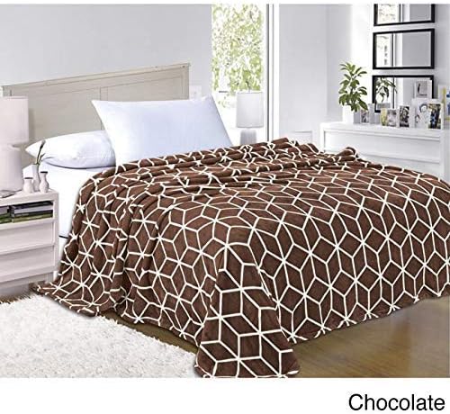 Elegant Comfort #1 Fleece Blanket on Amazon - Luxury Micro-Fleece Ultra Plush Cube Pattern - All Season Blanket, King/California King, Chocolate Brown