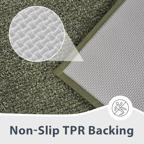 anllugs Bathroom Rugs, 30" x 46" Soft Bath Rugs, Olive Green & Green