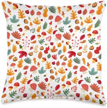 Fall Autumn Harvest Halloween Thanksgiving leaf leaves fun Throw Pillow by Unknown