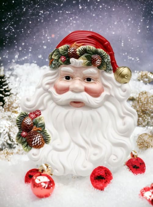 Cosmos Gifts Evergreen Holiday Santa Plate, 9 by 2 by 7-3/8-Inch