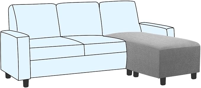 H.VERSAILTEX Ottoman and Sofa Seat Cushion Combined Cover Slipcover Rectangle Sofa Slipcover Fit Length 56"-75" Suitable for L Shaped Seat Cushion Cover or Chaise Part Cover Stretch Thick Soft - Dove