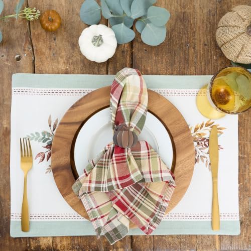 DII Give Thanks Plaid Fall Table Decor, Autumn & Thanksgiving Tabletop Linens, Square Napkin Set, 20x20 - Image 4