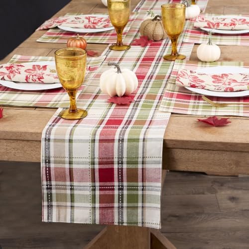 DII Embroidered Fall Plaid Placemats, 13x19 inch, Set of 4 - Image 5