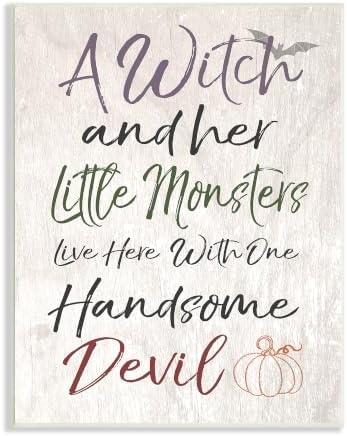 'A Witch, Little Monsters, and a Handsome Devil'| Wall Plaque Art