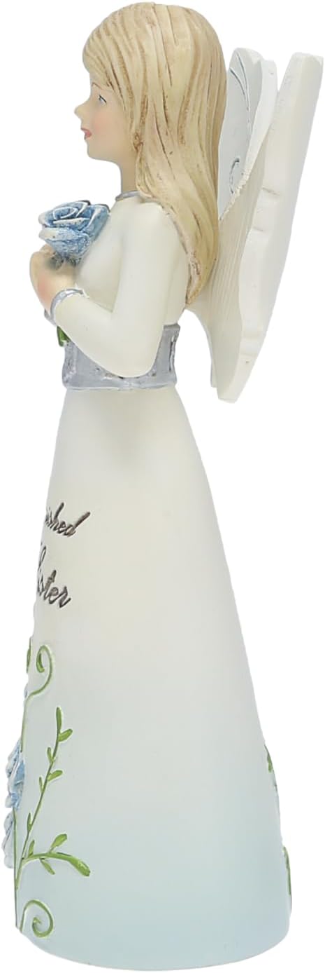 Pavilion Gift Company - Cherished Sister - 5" Angel Figurine Floral Spring Home Decor Sister Sibling from Brother Present