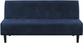 H.VERSAILTEX Real Velvet Futon Cover Armless Sofa Covers Sofa Bed Covers Stretch Futon Couch Cover Sofa Slipcover Furniture Protector Thick Soft Velvet Fabric Form Fitted Stay in Place, Navy