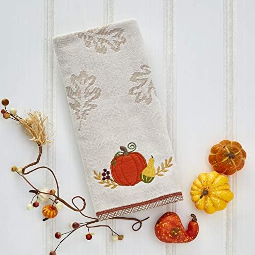 SKL Home Fall/Thanksgiving Traditional Pumpkin Hand Towel Set-2pc, Natural