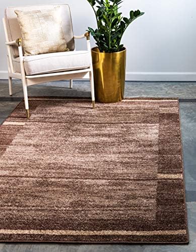 Unique Loom Autumn Collection Modern Contemporary Casual Abstract Area Rug (Brown/ Beige Border, 5 x 8 ft Rectangular) by UniqueLoom