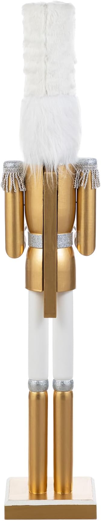 Glitzhome Nutcracker Christmas Decorations 35.75 Inch Wooden Nutcracker Soldier with Drum Sticks for Xmas Holiday Decor Porch Gateway