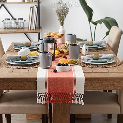 DII Dobby Stripe Table Runner, 13x72 Spice & Cream Background - Image 4