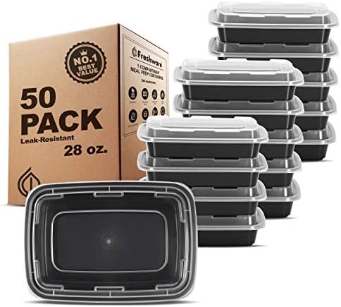 Freshware Meal Prep Containers with Lids [50 Pack] 28 oz Food Containers by Freshware