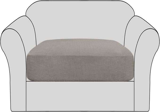 H.VERSAILTEX Stretch Couch Cushion Covers Individual Seat Sofa Chair Slipcovers Cushion Protector Cover Featuring Jacquard Textured Twill Fabric(1 Cushion Chair Cover, Taupe)