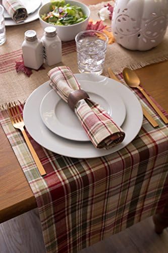 DII Give Thanks Plaid Fall Table Decor, Autumn & Thanksgiving Tabletop Linens, 14x108 Table Runner - Image 4
