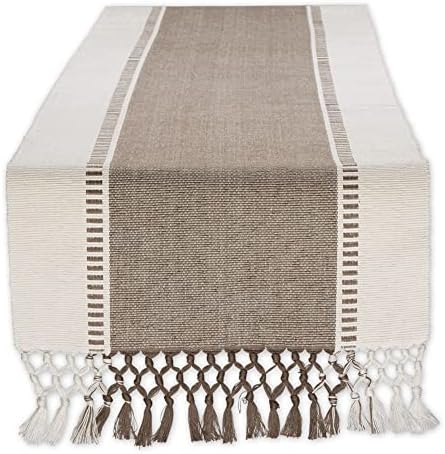 DII Dobby Stripe Table Runner, 13x72, Brown & Cream Background by DII