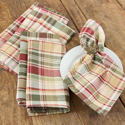 DII Give Thanks Plaid Fall Table Decor, Autumn & Thanksgiving Tabletop Linens, Square Napkin Set, 20x20 - Image 3