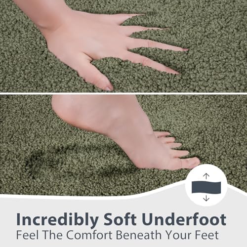 Bathroom Rugs U-Shaped, 20" x 24" Bath Rugs, Sage Green & Budding Green