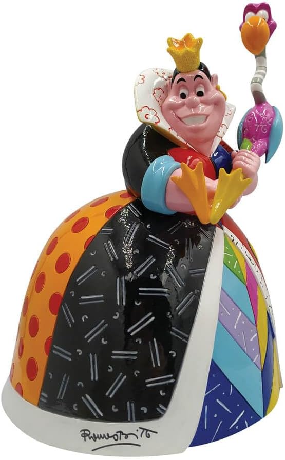 Enesco Disney by Romero Britto Alice in Wonderland Queen of Hearts Holding Flamingo Mallet Figurine, 8.27 Inch, Multicolor