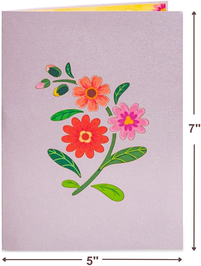 Paper Love Pop Up Cards 2 Pack - Includes 1 Spring Bouquet and 1 Floral PIneapple, For All Occasions, Mother Day, Birthday, Just Because- Includes Envelope and Note Tag