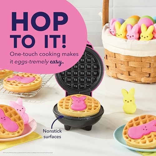 Dash & PEEPS Bunny Mini Waffle Maker, Nonstick Cooking Surface, Pink - Image 4