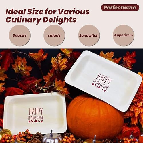 Perfectware 7" Disposable Wooden Plate with Happy Thanksgiving Print - Pack of 25ct (Perfectware 7-Happy Thanksgiving-25ct) - Image 4