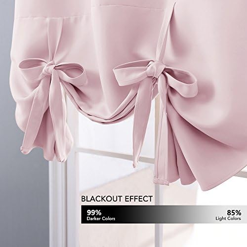 NICETOWN Blackout Valances Window Shades - Blackout Short Roman Tie Up Balloon Shades Curtain for Kitchen/Bathroom/Nursery Window (Lavender/Baby Pink, Grommet Top Panel, 46 inches W x 63 inches L) - Image 5