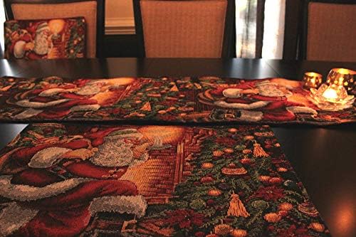Tache Home Fashion Down The Chimney Santa Claus Christmas Festive Holiday Decorative Tapestry Table Runners, 13x90 - Image 4