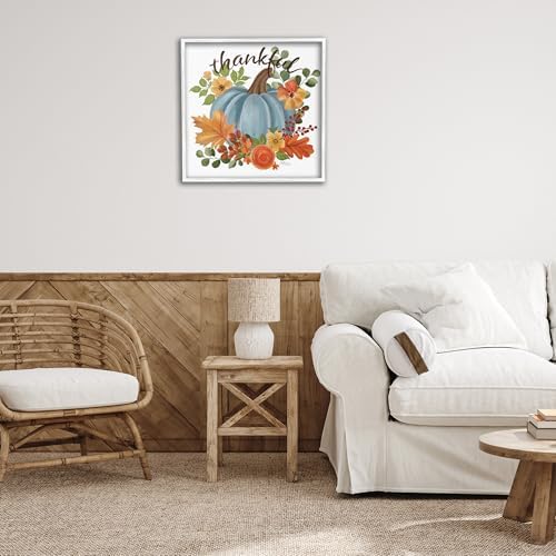 Autumnal Thankful Pumpkin Floral, 24 x 24 Inch Framed Giclée Print - Image 3