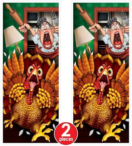 Beistle Wild Turkey Door Covers, 5’ x 30”, 2 Pieces – Plastic for Indoor & Outdoor Use – Easily Display, Thanksgiving Door Decorations, Thanksgiving Dinner Novelty Decor - Image 4