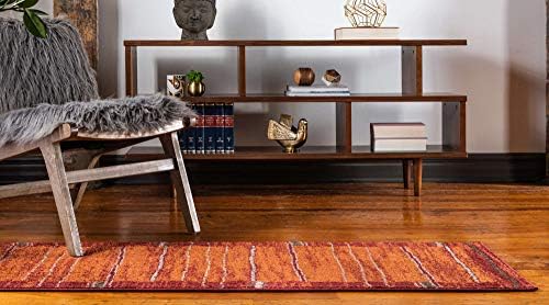 Unique Loom Autumn Collection Modern Contemporary Casual Abstract Area Rug (Terracotta/ Burgundy Border, 2 ft 6 in x 10 ft Runner) - Image 3