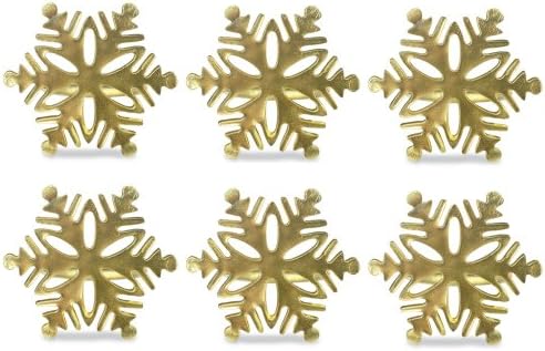 DII Christmas Thanksgiving Holiday Tabletop Décor Collection Decorative Napkin Ring Holder Set, 2.5" Diameter, Gold Snowflake, 6 Piece by DII