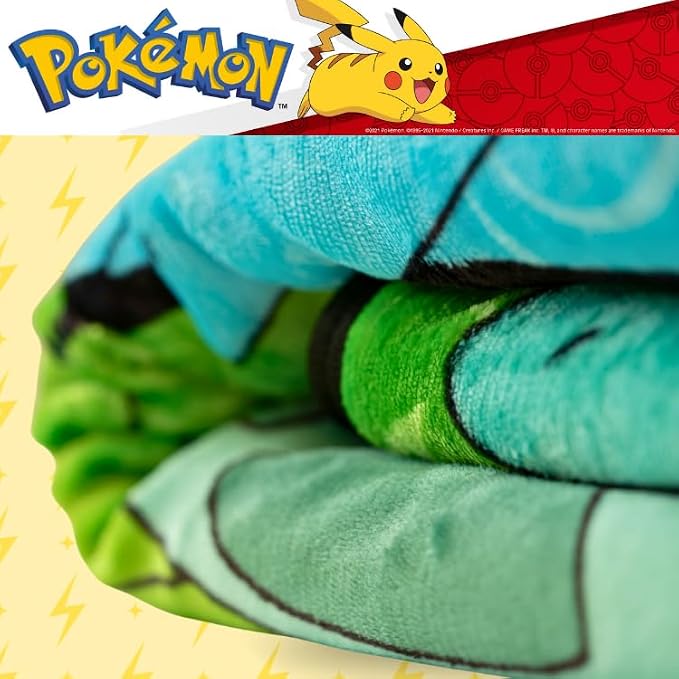 Pokemon Anime Kids Bedding Soft Plush Sherpa Blanket Throw, 50 in x 60 in, (Officially Licensed Product) by Franco
