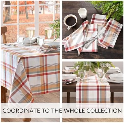 Seneca Plaid Harvest Cotton Tablecloth, Multicolor - 70" W x 70" L Round - Image 4