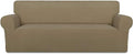 PureFit Super Stretch Sofa Slipcover – Spandex Non Slip Soft Couch Sofa Cover, Washable Furniture Protector with Non Skid Foam and Elastic Bottom for Kids, Pets （Sofa, Tan）